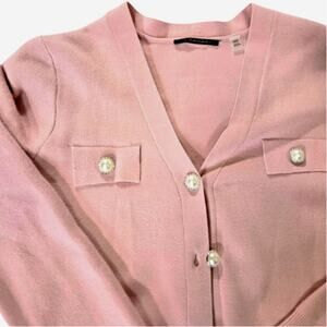 Tahari Women’s Pink Pearl Button Cardigan Sweater Size M